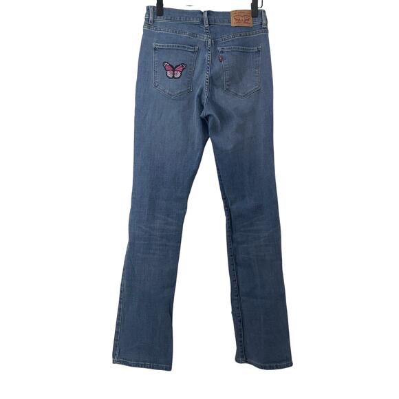 Levi’s Classic Boot butterfly Patches Denim Light Blue jeans Size 2 - Picture 9 of 13